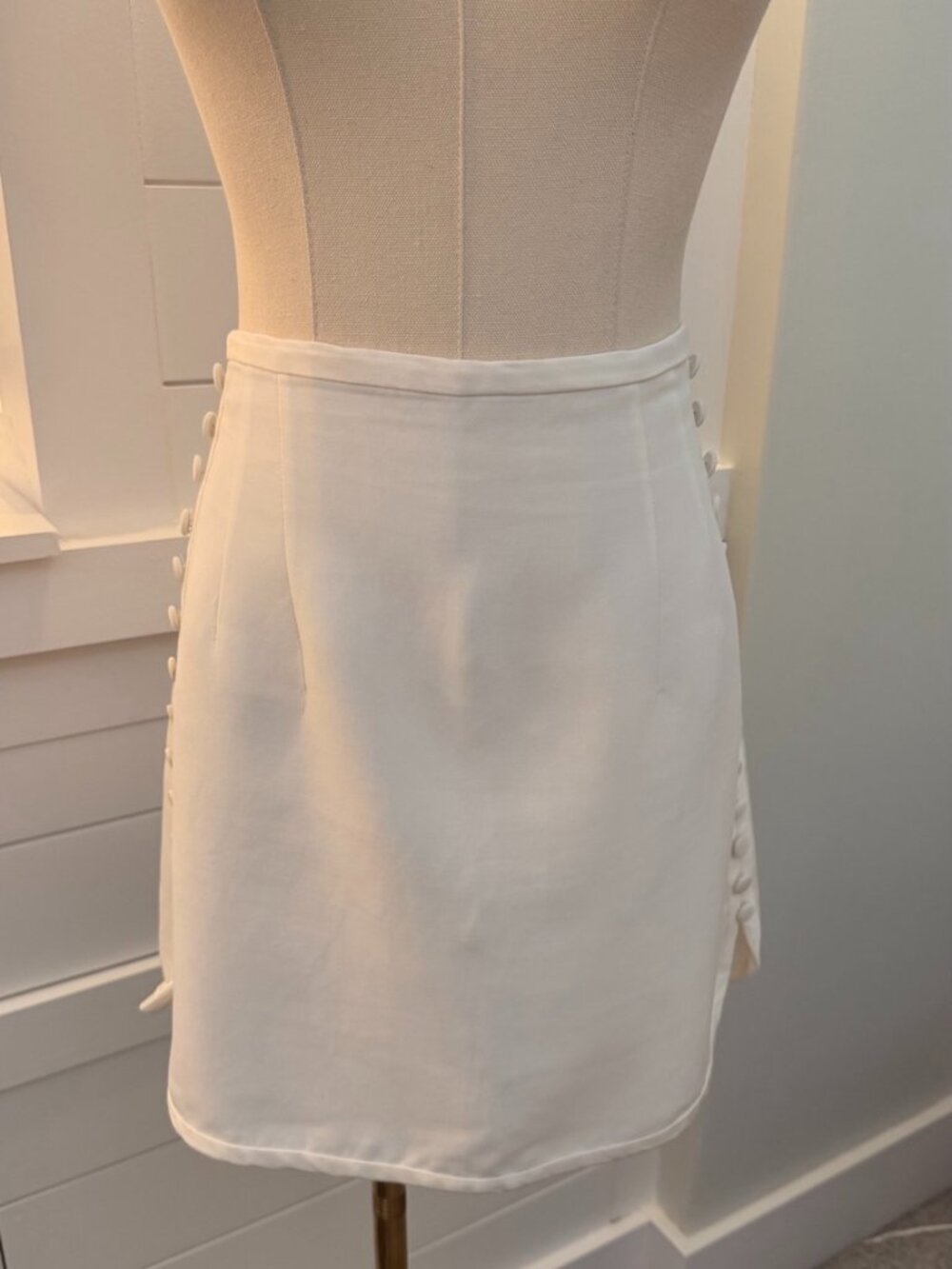 Zara White Button Detail Mini Skirt Size S